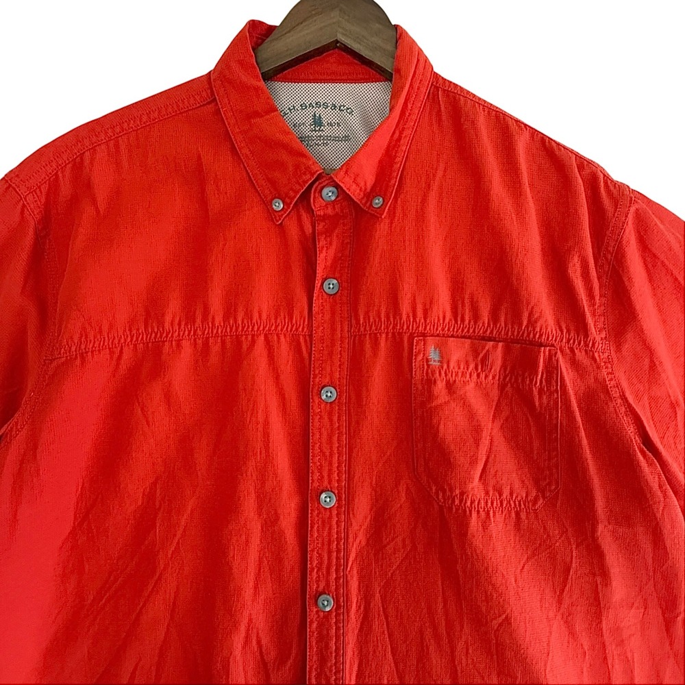 GH Bass Co Mens XL Red Short Sleeve Button Down Outdoors Cotton Blend Shirt